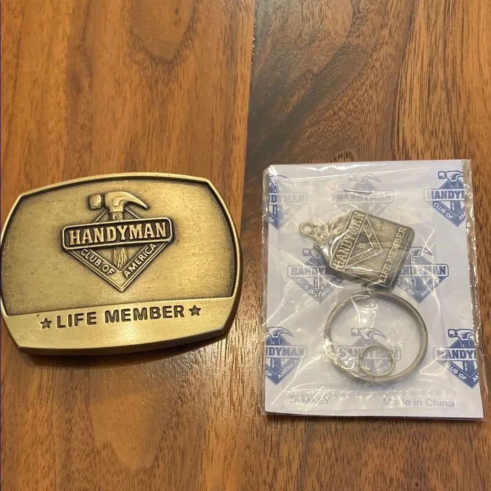 Vintage Handyman Club of America Belt Buckle & Keychain 1996